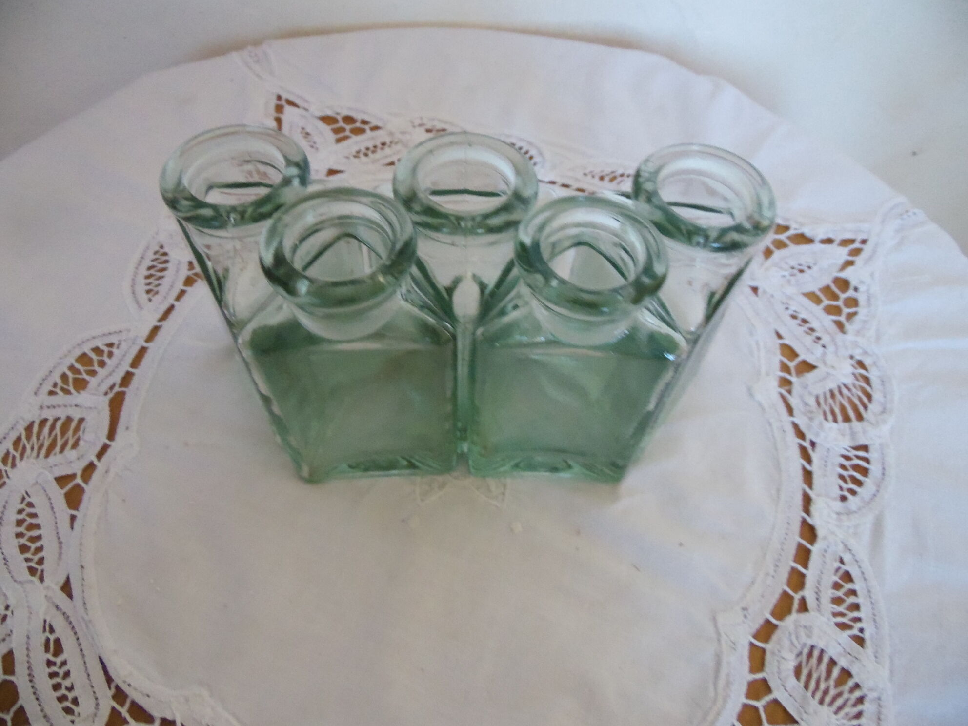 Lot of 5 triangular glass apothecary bottles