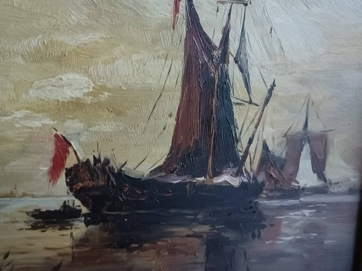 Tableau ancien, marine signée, fin XIXEME