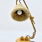 Lampe articulée en bois et corde, années 70