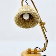 Articulated lamp in wood and rope, 1970s