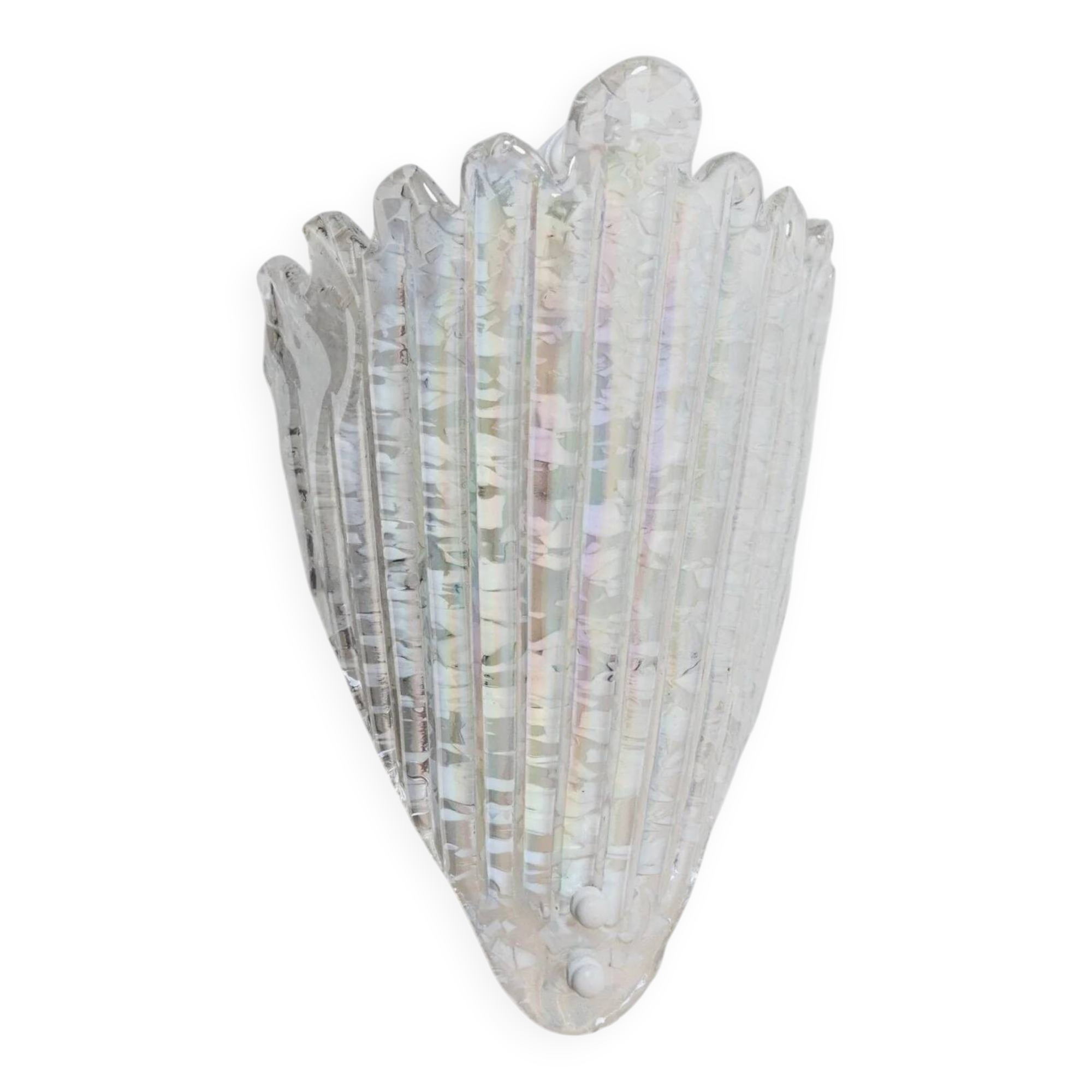 Vintage Murano Glass Shell Wall Lamp - Transparent Iridescent Glass, 1970s Italy