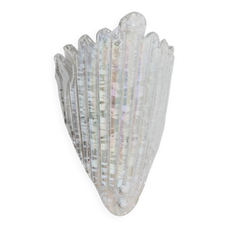 Vintage Murano Glass Shell Wall Lamp - Transparent Iridescent Glass, 1970s Italy