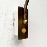 Vintage German brass patinated wall lamp with a gooseneck design by Honsel, 1970s.
