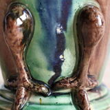 Zoomorphic ceramic owl vase in Flanders earth, Torhout Belgium, Art Nouveau period