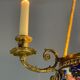 Porcelain lustre, three arms of light in bronze and golden copper, 19th century