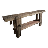 Établi ancien en chêne, console ou meuble vasque, France 1880–1920
