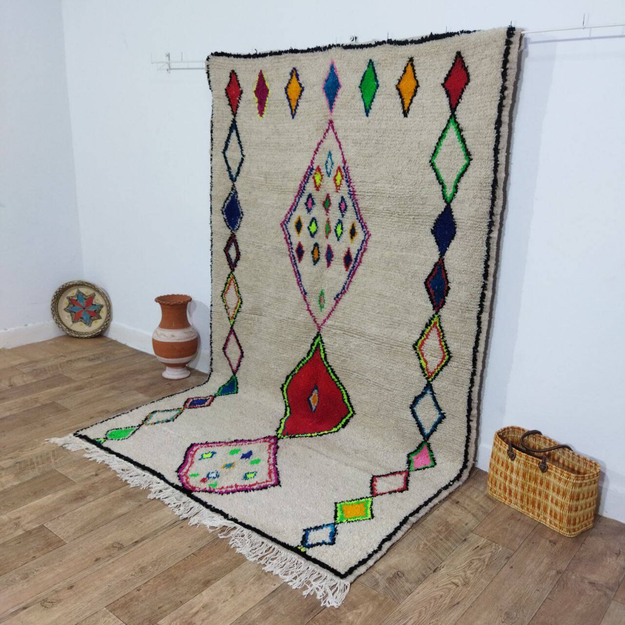 Handmade wool Berber rug 260x160cm