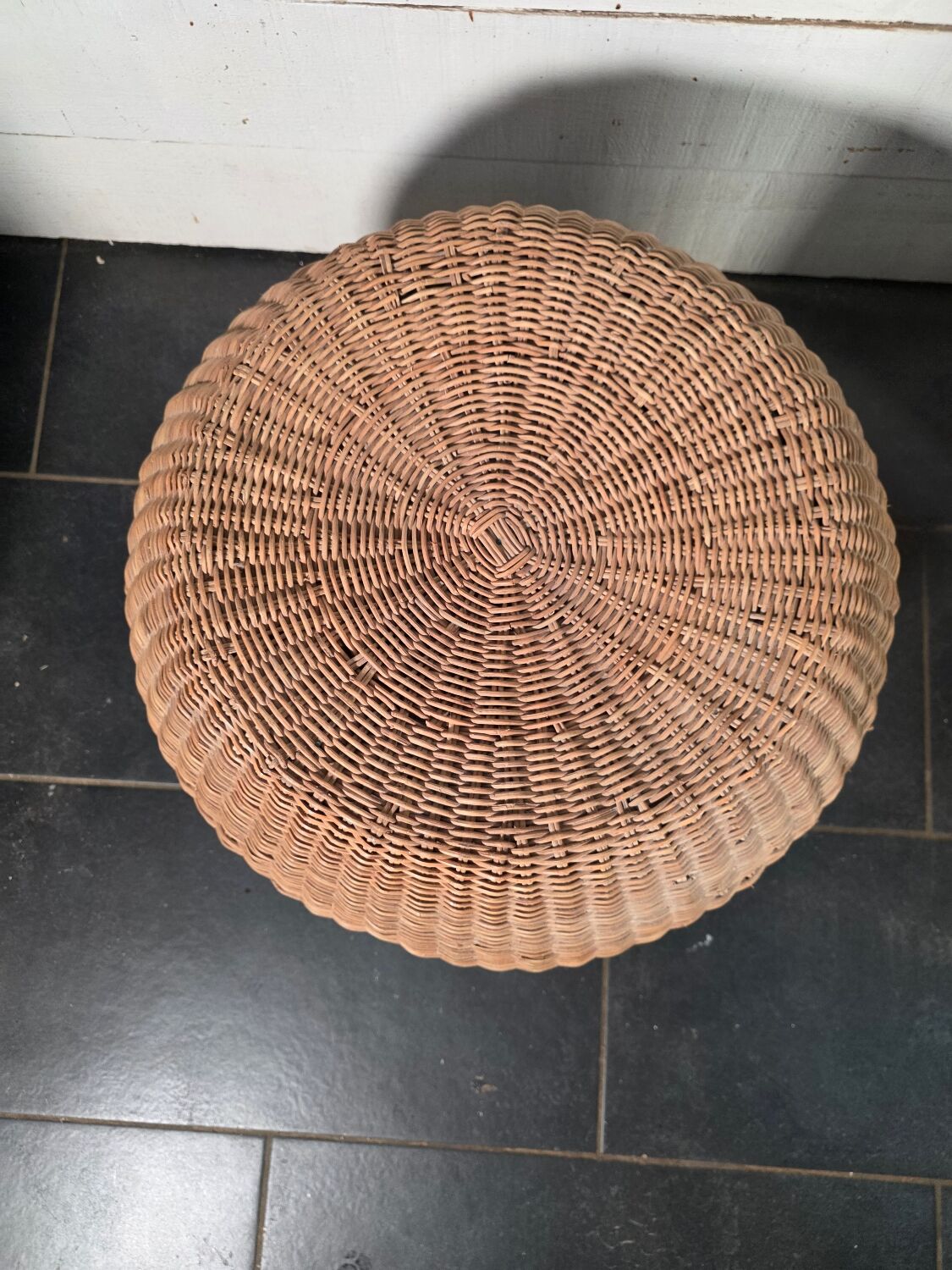 Vintage Italian design rattan wicker ball stool from the 1970s.