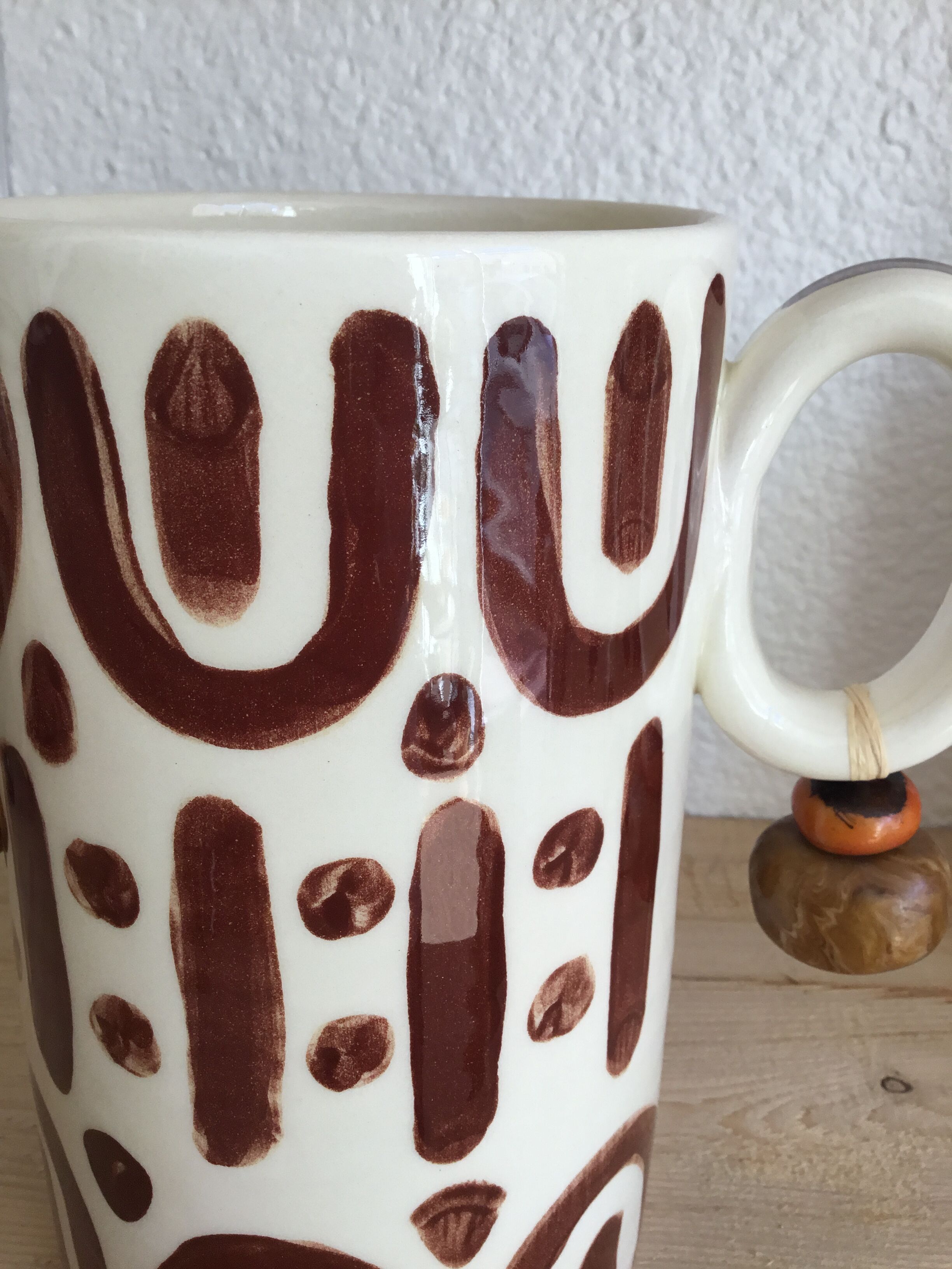 Hand-painted glazed ceramic tube vase