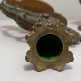 Pair of bronze candlesticks representing chimeras/dragons - 19th century
