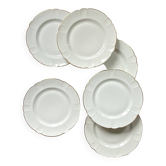 Set of 6 flat plates in white porcelain and gilding Limoges Charles Field Haviland