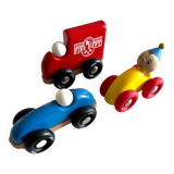 Set of 3 wooden cars