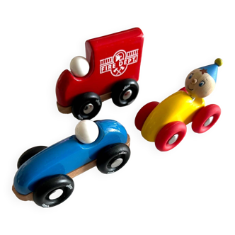 Set of 3 wooden cars