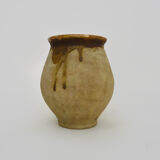 Pot in glazed beige brown terracotta, southwest of the France