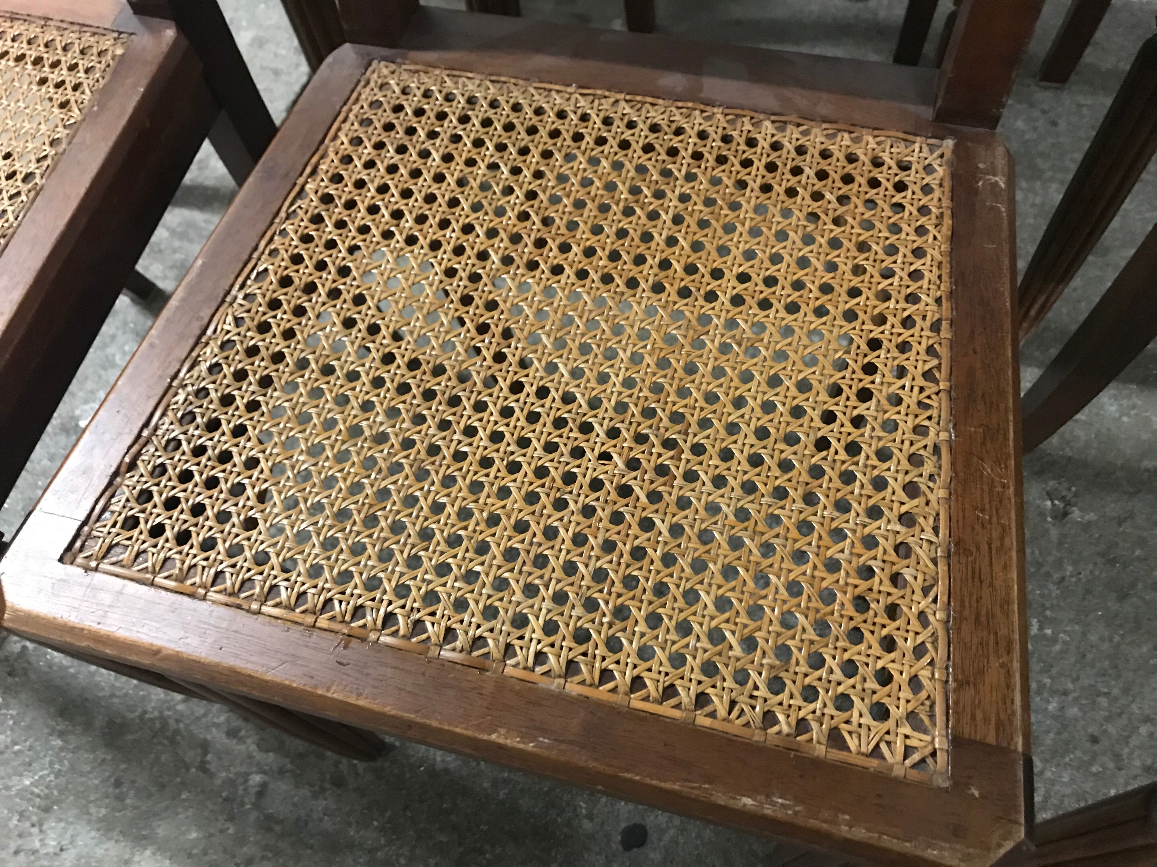 6 Art Deco caned chairs