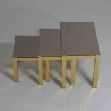 Set of 3 brass regency nesting tables, Belgium 1980s
