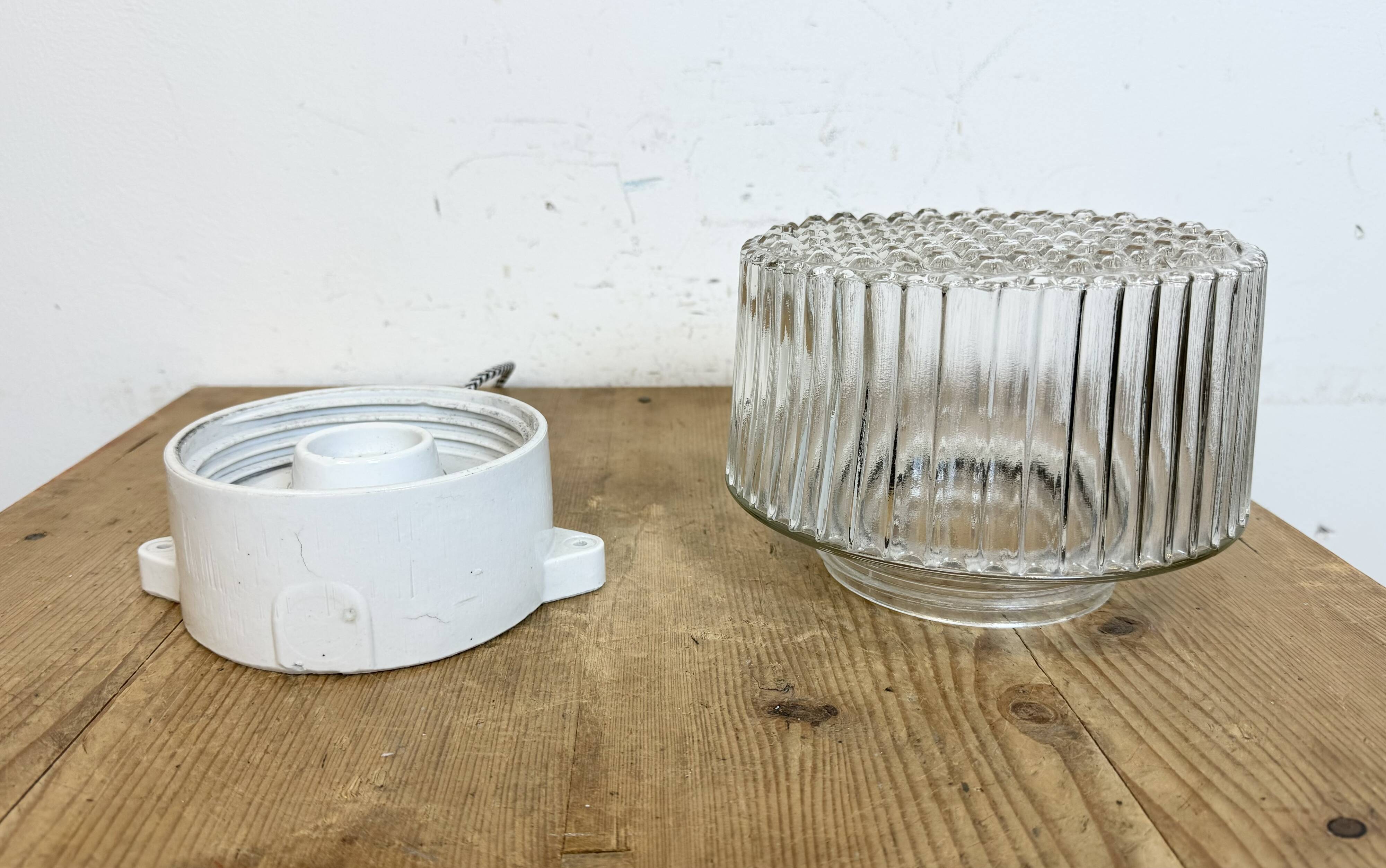 Vintage White Porcelain Ceiling Light, 1970s