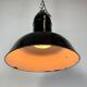 Industrial Black Enamel Factory Lamp with Cast Iron Top, 1930s