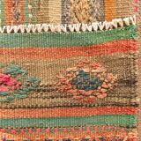 5x8 Green & Orange Striped Pattern Persian Kilim Rug, 155x250Cm