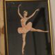 Two ballerinas, silhouettes of dancers, collages vintage under gold frame