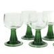 Set of 10 Vintage Roemer Wine Glasses Green Ribbed Foot