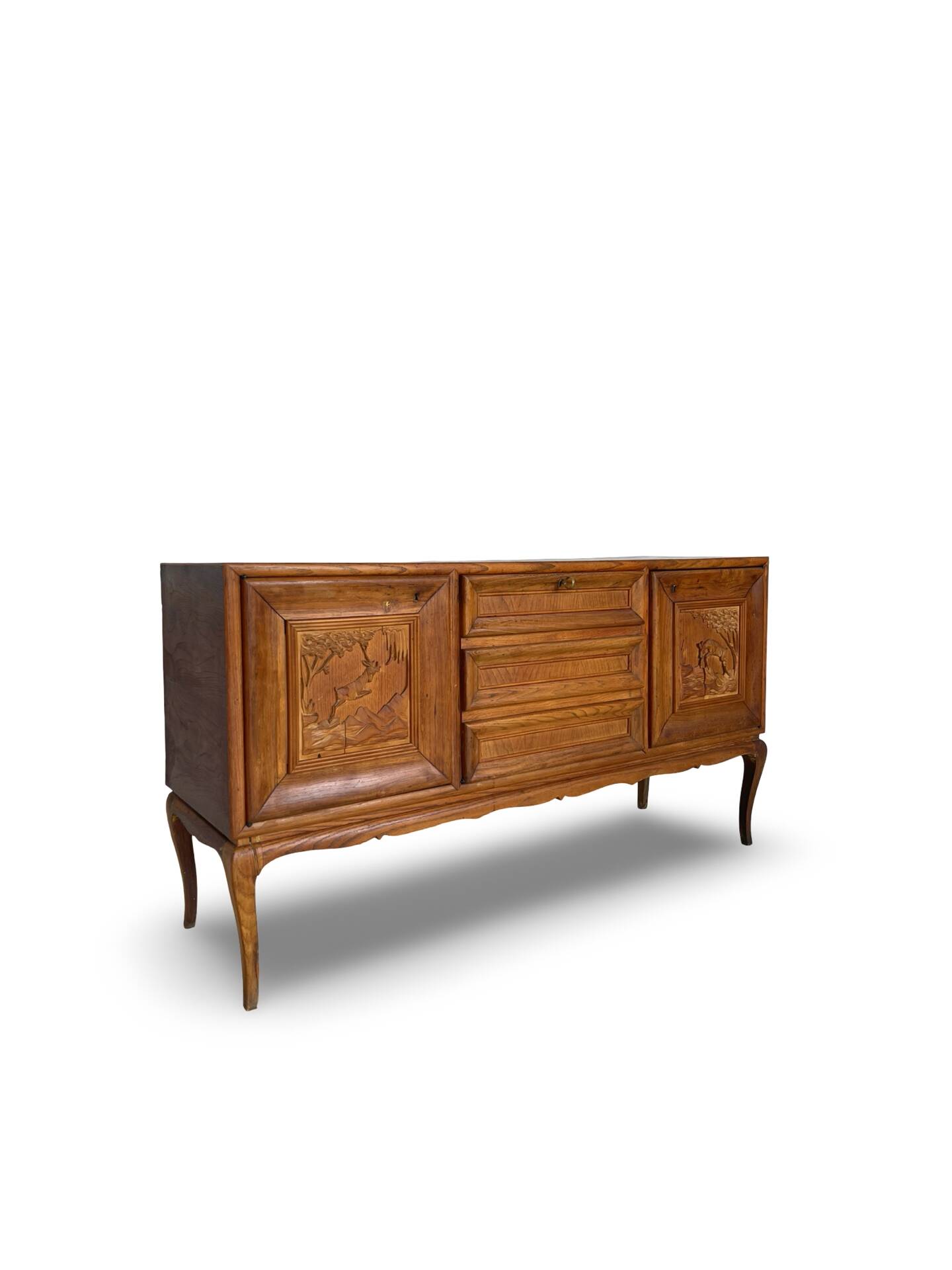 Italian Mid-Century cherrywood veneered and solid wood sideboard.