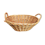 Old oval wicker linen basket, light rattan