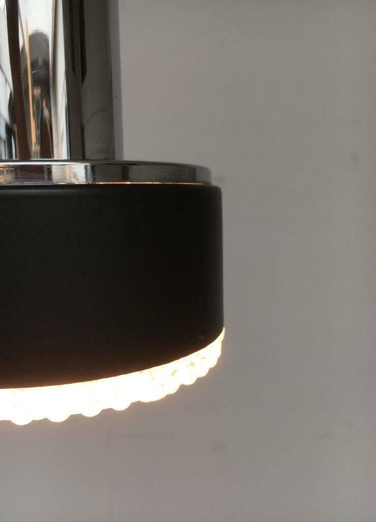 Suspended glass and chrome chandelier model P105 from the 1960s in German Space Age style by Staff, set of 2.