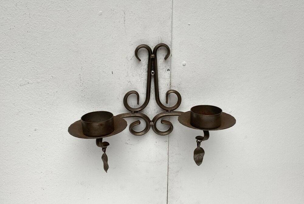 Vintage Swedish Wrought Iron Wall Candleholders from Ahrnebergs, Set of 2