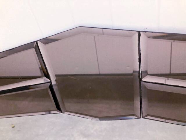 Large wall mirror in Art Deco style, facet-cut pink and clear glass