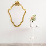 Large old mirror, golden shell, height 70 cm