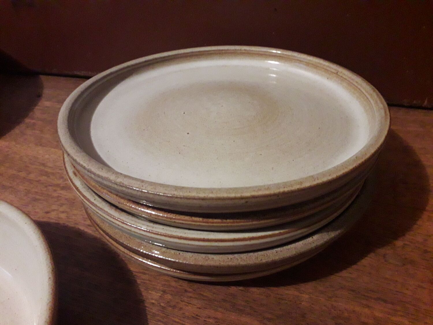 Beige vintage stoneware plates