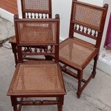 Set of 3 antique canned chairs
