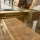 Pierre Vandel coffee table in lucite and gilded metal
