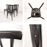 Lot de 3 chaises bistrot vintage bois courbé, style café viennois 60s