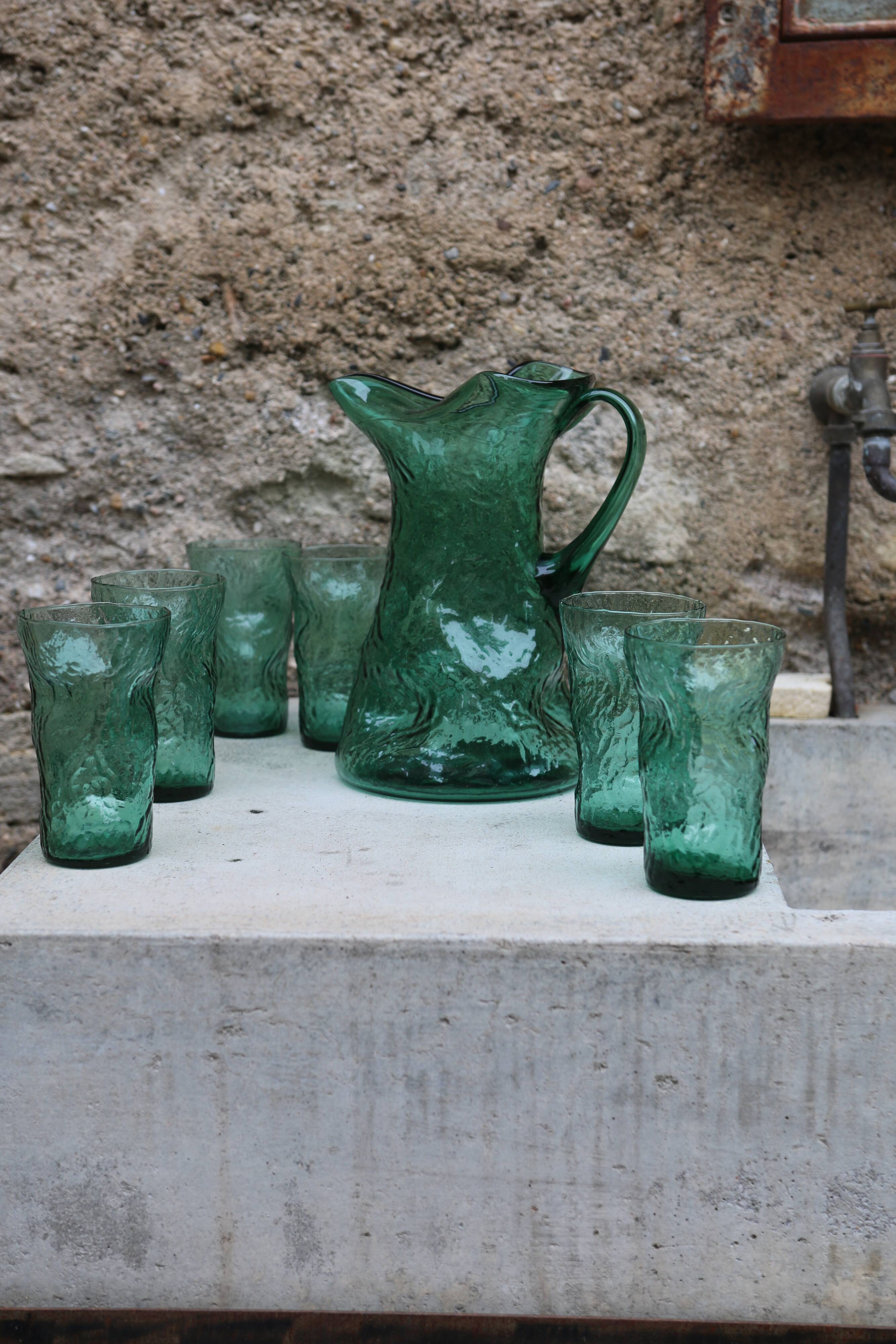 Vintage blown glass orangeade set