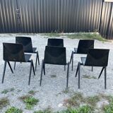 Set of 6 chairs Galvanitas S22 ebony 60s Netherlands