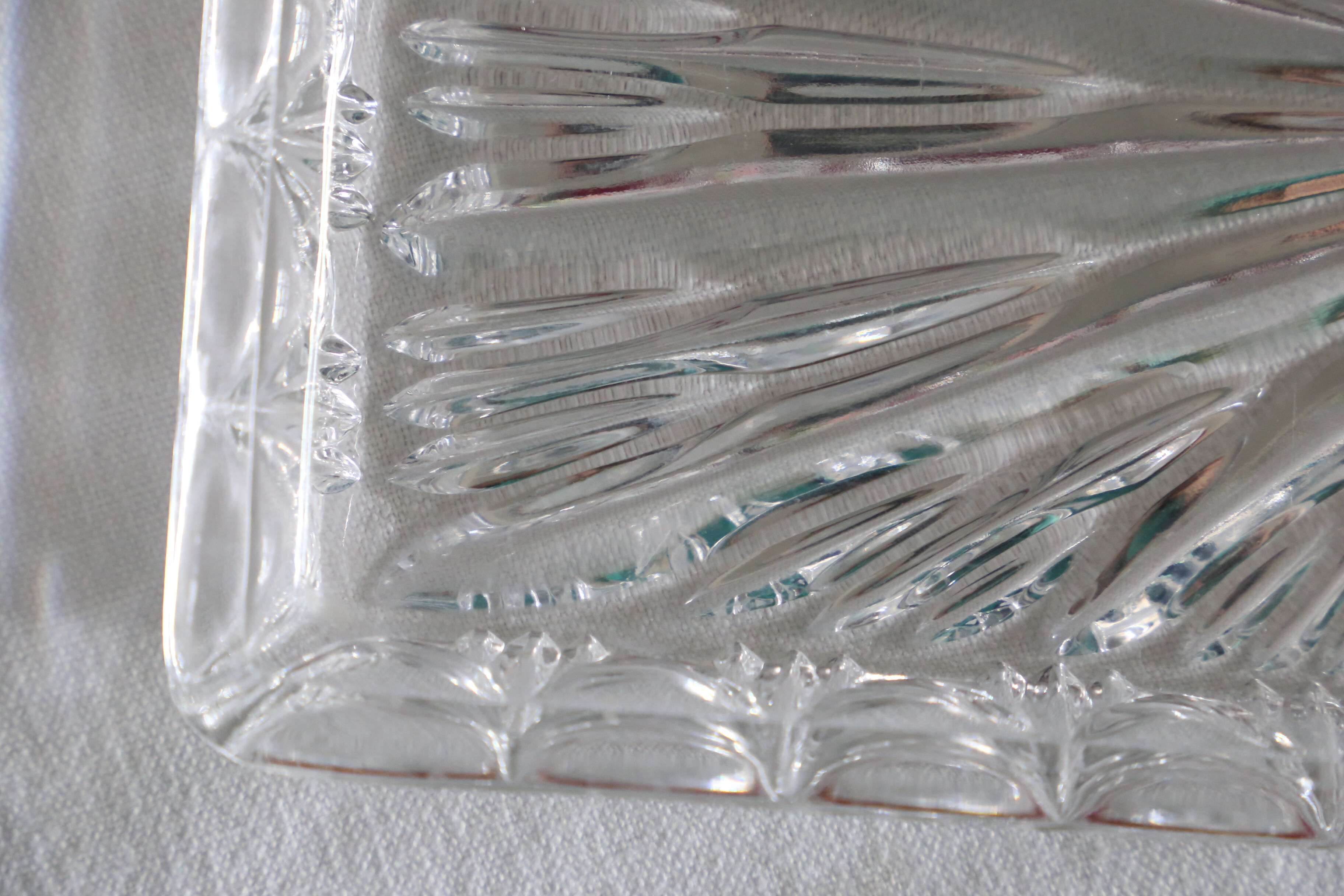 Rectangular glass dish, moulded glass, art deco