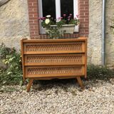 Commode bois et rotin