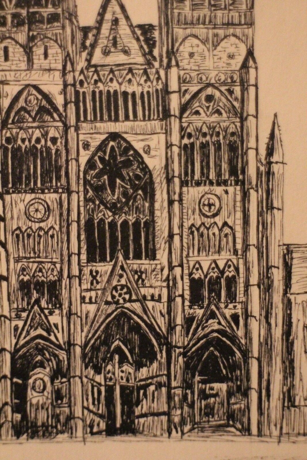 Pen drawing ink cathedral of Tours dated signed Talbot