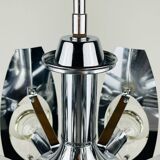 Chrome and glass lustre with lenses by Oscar Torlasco, Italy, 1960s.