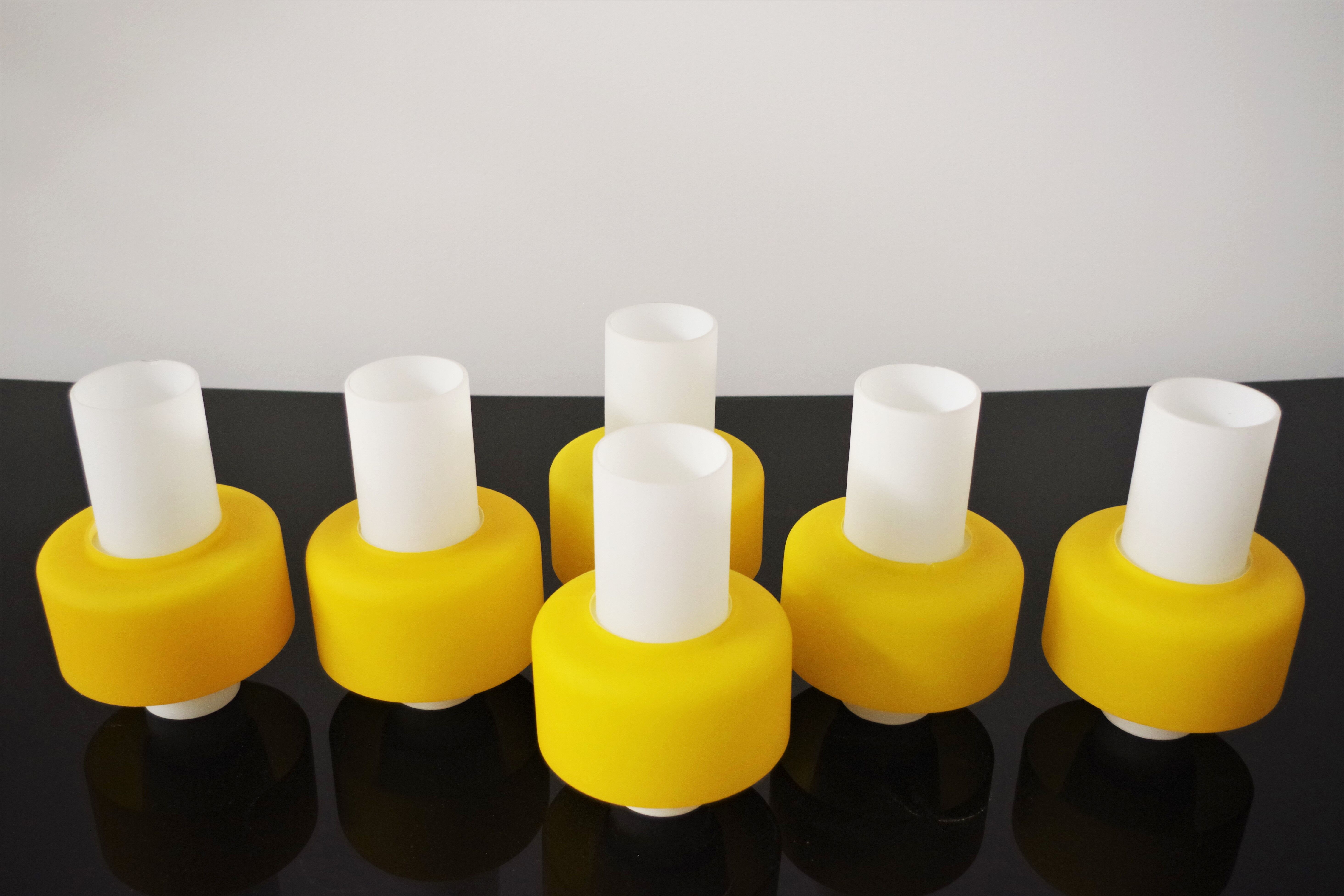 Vintage chandelier in brass and glass