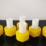 Vintage chandelier in brass and glass