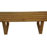 Vintage Scandinavian modern pinewood slatted bench from the 1960's