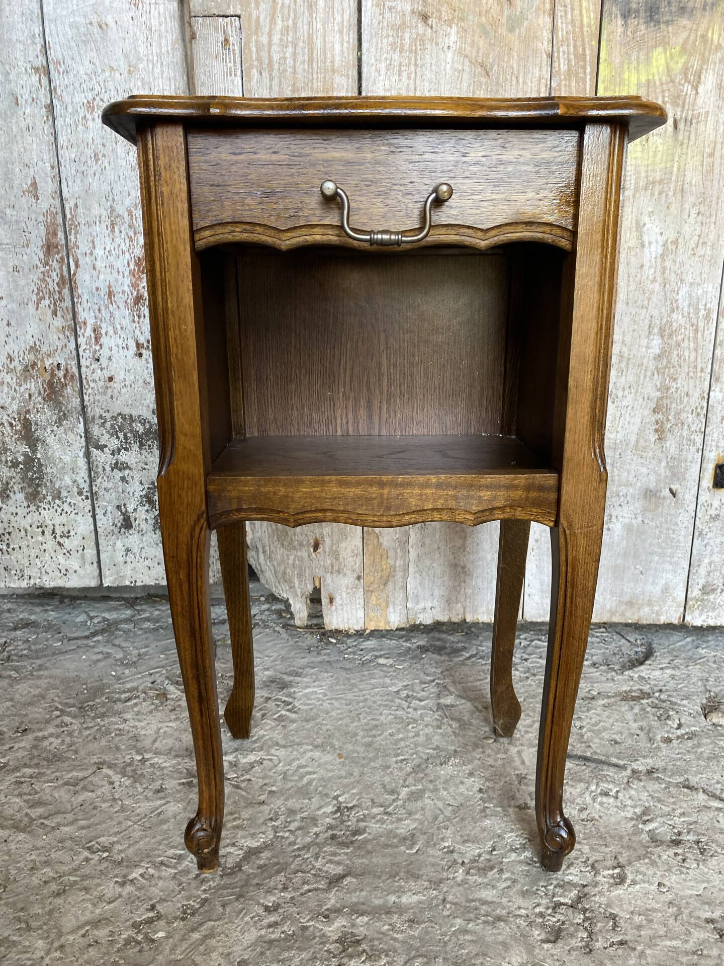 Antique nightstand louis xv style wood drawer + vintage case #e2