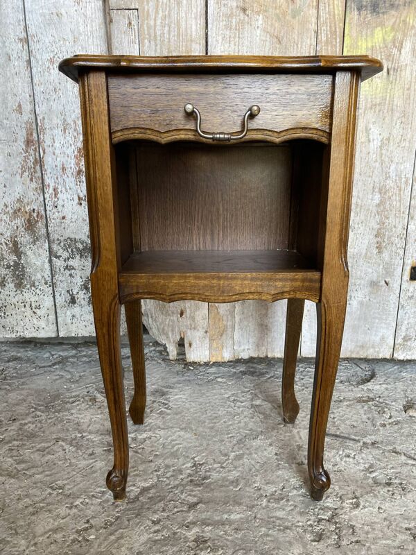 Chevet ancien table nuit style louis xv bois tiroir + case vintage #e2