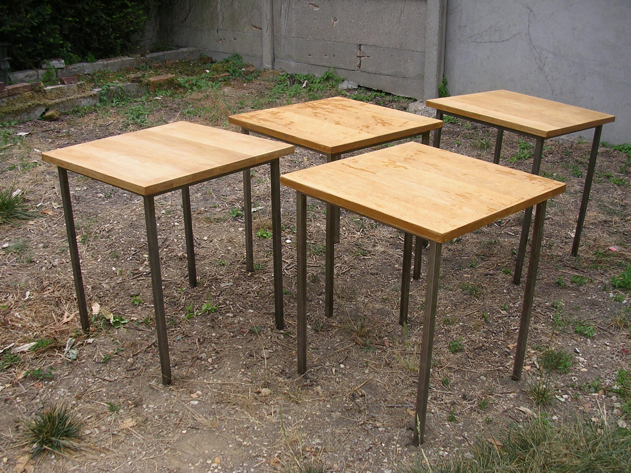 4 tables 1960 wood and metal