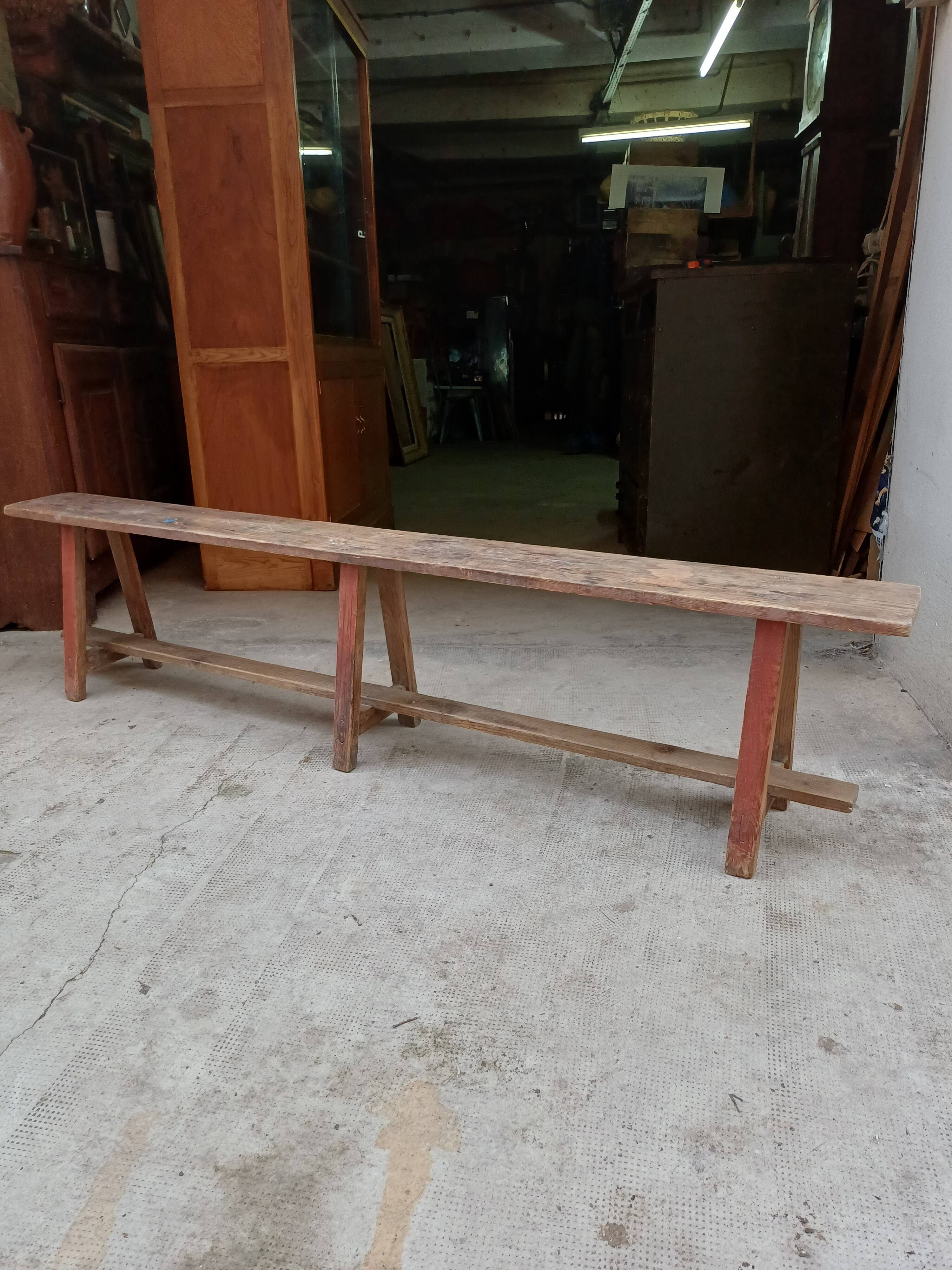 Antique wooden bench from a Catholic school, circa 1900. Beautifully crafted.