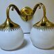 Paire d’appliques laiton et opaline vintage