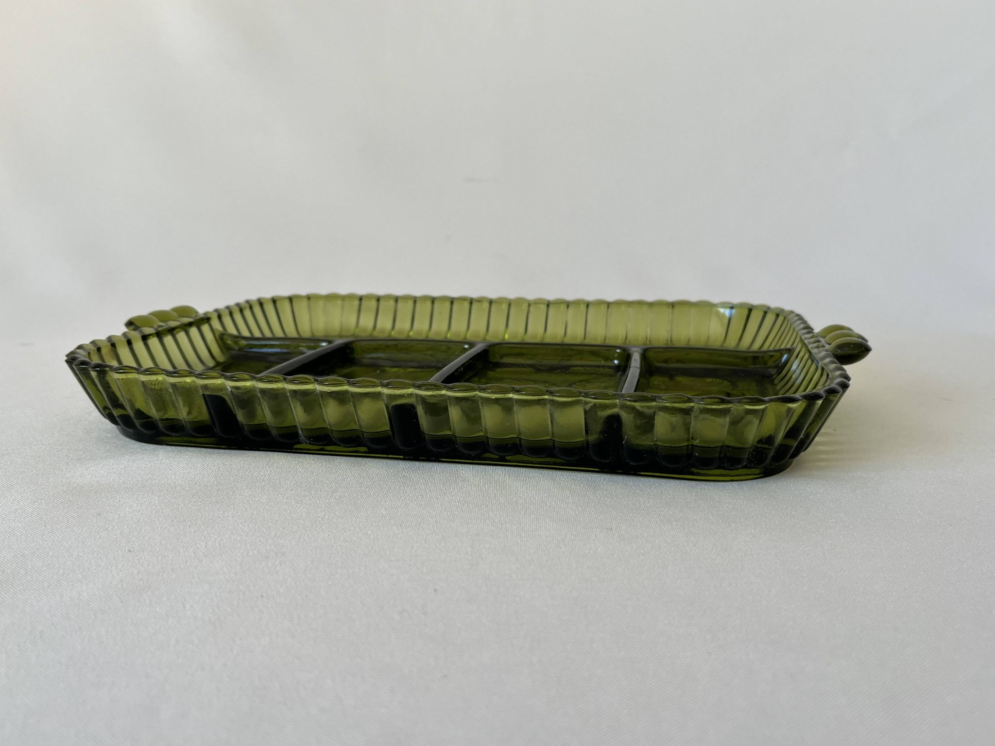 Vintage 1960s American Appetizer Tray Indiana Glass Compartmented Glass